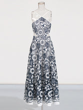 Elegant Halter Hollow Out Backless Embroidery Dress